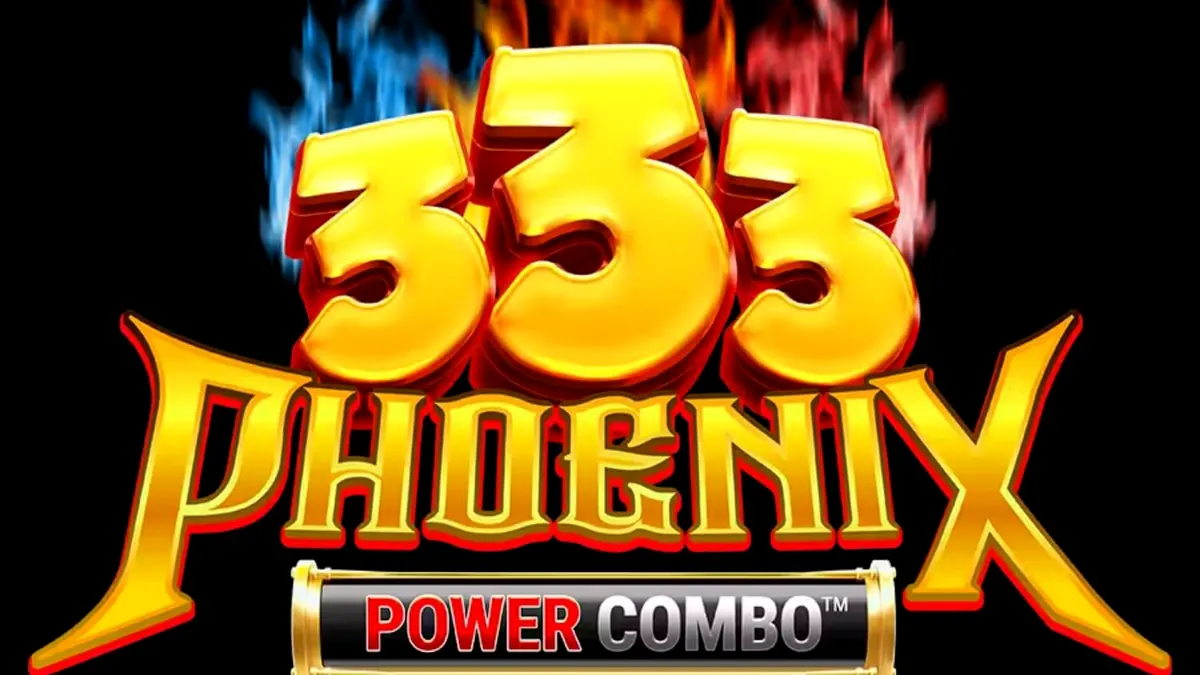 Tampilan visual slot 333 Phoenix Blaze Power Combo dengan latar belakang gunung berapi dan lava.